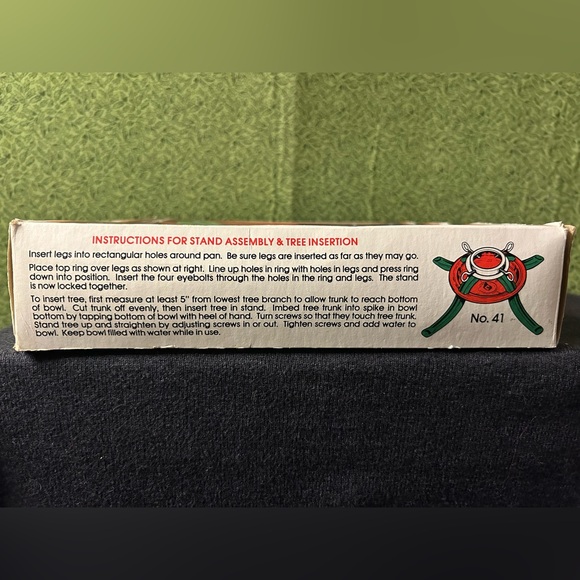 Vintage Christmas Tree Stand Metal Red and Green With Box Complete Handy Things - Picture 3 of 5